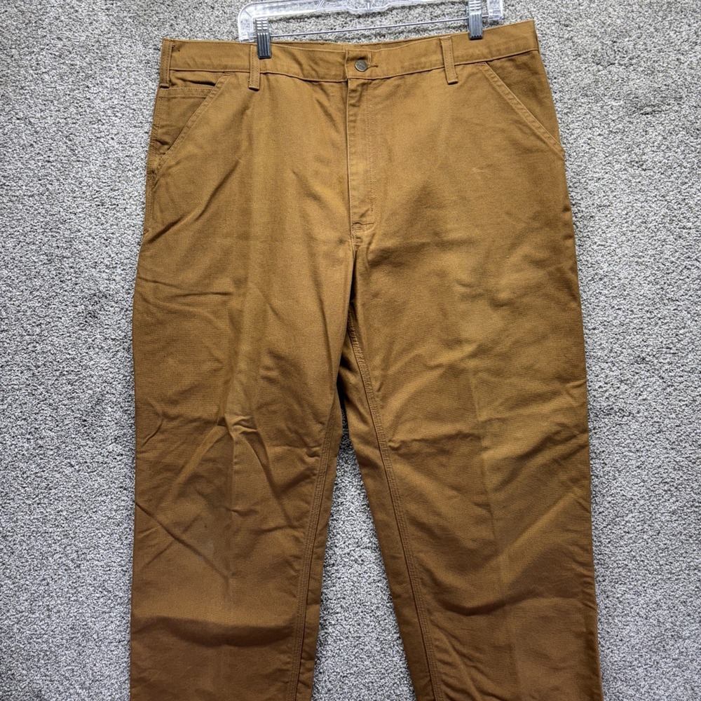 Carhartt Pants Mens 40x30 Brown Canvas Duck Dungaree‎ Fit Carpenter B11 BRN